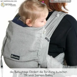 Babytrage DidyKlick 4u Halfbuckle ab Geburt - 3,5 kg - 20 kg - Anhock-Spreiz-Haltung, Bauch-, Rücken- und Hüfttrageweise, 100 % kbA-Baumwolle - Olive