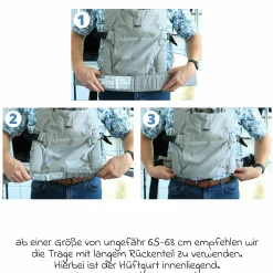 Babytrage Natural ab 3,5 -20 kg für Bauch-, Hüft und Rückentrageposition - Grau