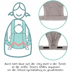 Babytrage Natural ab 3,5 -20 kg für Bauch-, Hüft und Rückentrageposition - Grau