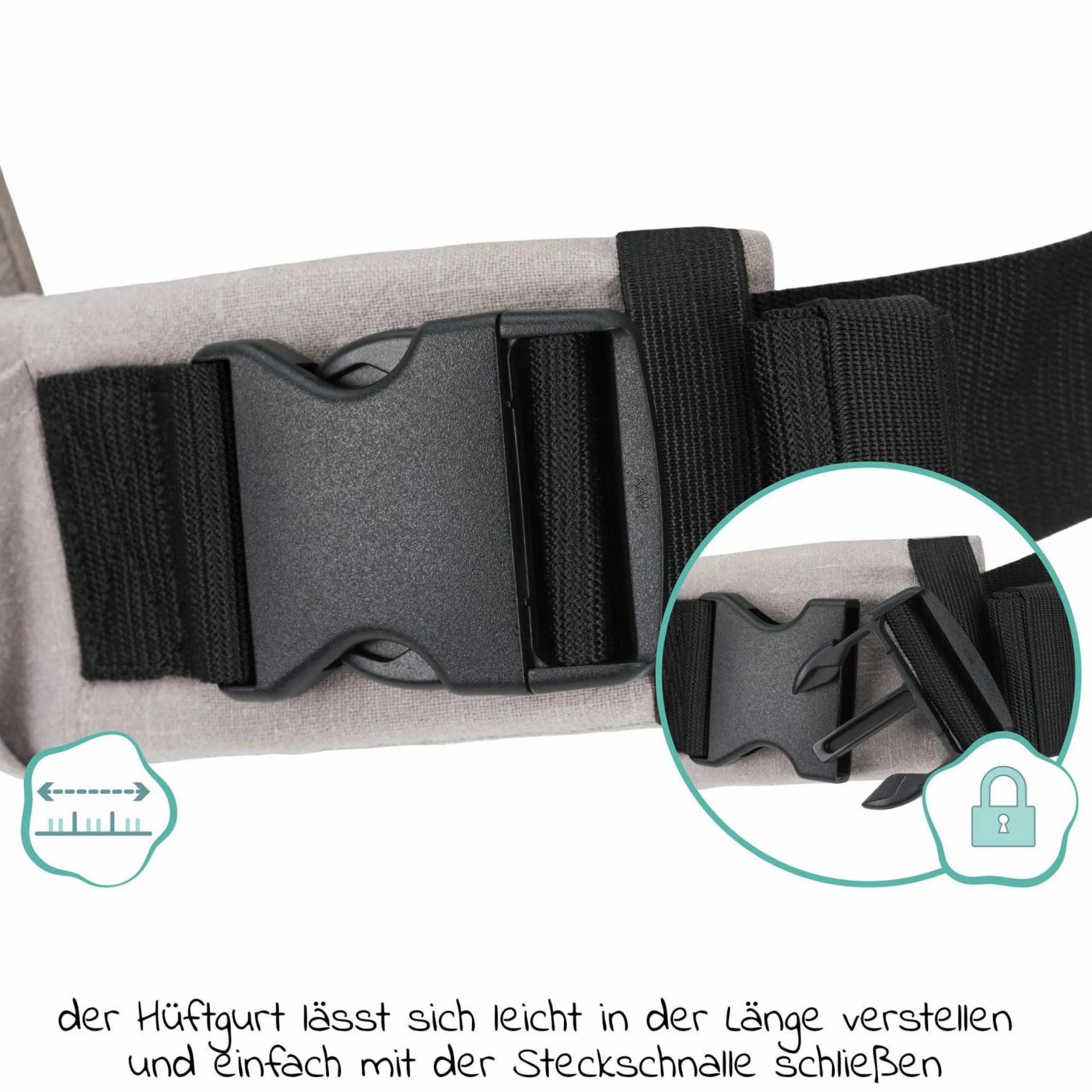 Babytrage Natural ab 3,5 -20 kg für Bauch-, Hüft und Rückentrageposition - Grau