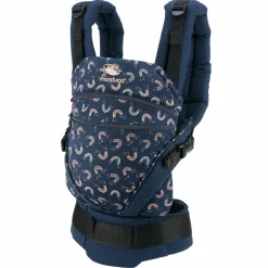 Babytrage XT für Neugeborene ab 3,5 kg - 20 kg mit 3 Tragepositionen aus 100% Bio-Baumwolle - RainbowNight - Navy Print