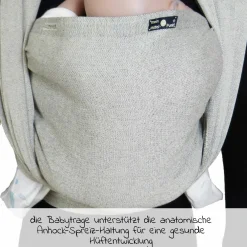 Babytragetuch ab Geburt - 3,5 kg - 20 kg - Anhock-Spreiz-Haltung, Bauch-, Rücken- und Hüfttrageweise, 100 % kbA-Baumwolle 68 x 470 cm - Silber