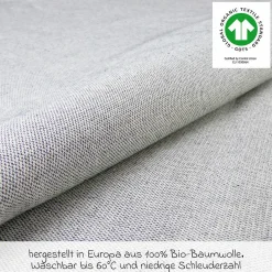 Babytragetuch ab Geburt - 3,5 kg - 20 kg - Anhock-Spreiz-Haltung, Bauch-, Rücken- und Hüfttrageweise, 100 % kbA-Baumwolle 68 x 470 cm - Silber
