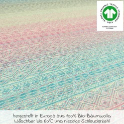 Babytragetuch ab Geburt - 3,5 kg - 20 kg - Anhock-Spreiz-Haltung, Bauch-, Rücken- und Hüfttrageweise, 100 % kbA-Baumwolle 68 x 520 cm - Prima - Pastell