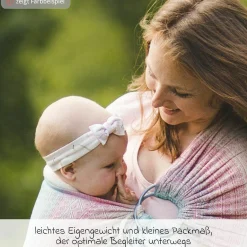 Babytragetuch DidySling ab Geburt - 3,5 kg - 20 kg - Anhock-Spreiz-Haltung, Bauch-, Rücken- und Hüfttrageweise, 100 % kbA-Baumwolle - Prima - Aurora