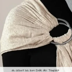 Babytragetuch DidySling ab Geburt - 3,5 kg - 20 kg - Anhock-Spreiz-Haltung, Bauch-, Rücken- und Hüfttrageweise, 100 % kbA-Baumwolle - Prima - Natur