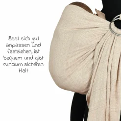 Babytragetuch DidySling ab Geburt - 3,5 kg - 20 kg - Anhock-Spreiz-Haltung, Bauch-, Rücken- und Hüfttrageweise, 100 % kbA-Baumwolle - Prima - Natur