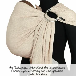 Babytragetuch DidySling ab Geburt - 3,5 kg - 20 kg - Anhock-Spreiz-Haltung, Bauch-, Rücken- und Hüfttrageweise, 100 % kbA-Baumwolle - Prima - Natur