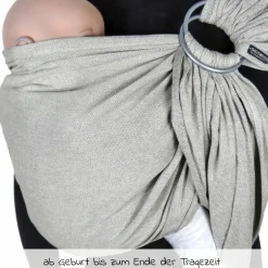 Babytragetuch DidySling ab Geburt - 3,5 kg - 20 kg - Anhock-Spreiz-Haltung, Bauch-, Rücken- und Hüfttrageweise, 100 % kbA-Baumwolle - Silber