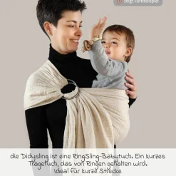 Babytragetuch DidySling ab Geburt - 3,5 kg - 20 kg - Anhock-Spreiz-Haltung, Bauch-, Rücken- und Hüfttrageweise, 100 % kbA-Baumwolle - Silber