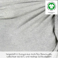 Babytragetuch DidySling ab Geburt - 3,5 kg - 20 kg - Anhock-Spreiz-Haltung, Bauch-, Rücken- und Hüfttrageweise, 100 % kbA-Baumwolle - Silber