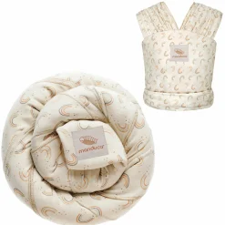 Babytragetuch Sling elastisch 510 x 60 cm für Neugeborene ab 3,5 kg - 15 kg aus 100% Bio-Baumwolle - RainbowDay - Sand Print