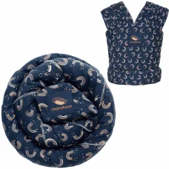 Babytragetuch Sling elastisch 510 x 60 cm für Neugeborene ab 3,5 kg - 15 kg aus 100% Bio-Baumwolle - RainbowNight - Navy Print