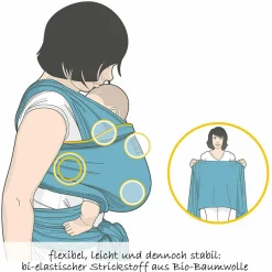 Babytragetuch Sling elastisch 510 x 60 cm - Black