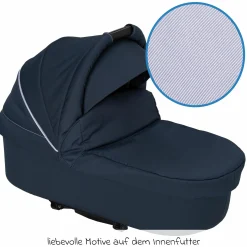 Babywanne / Falttasche Trend inkl. Windschutz & Softline Matratze für alle GTS-Modelle - Navy Stripes - Kollektion 2024