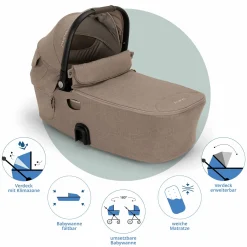 Babywanne DEMI next faltbar ab Geburt bis 9 Monate mit Sichtschutz, Belüftungsfenster inkl. Matratze & Regenschutz - Cedar - Kollektion 2025