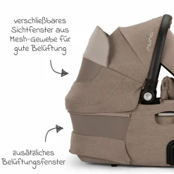 Babywanne DEMI next faltbar ab Geburt bis 9 Monate mit Sichtschutz, Belüftungsfenster inkl. Matratze & Regenschutz - Cedar - Kollektion 2025