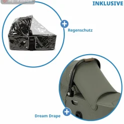 Babywanne DEMI next faltbar ab Geburt bis 9 Monate mit Sichtschutz, Belüftungsfenster inkl. Matratze & Regenschutz - Thunder - Kollektion 2025