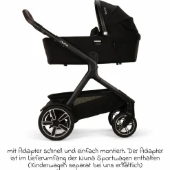 Babywanne DEMI next faltbar ab Geburt bis 9 Monate mit Sichtschutz, Belüftungsfenster inkl. Matratze & Regenschutz - Caviar - Kollektion 2025