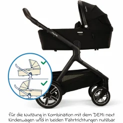 Babywanne DEMI next faltbar ab Geburt bis 9 Monate mit Sichtschutz, Belüftungsfenster inkl. Matratze & Regenschutz - Caviar - Kollektion 2025
