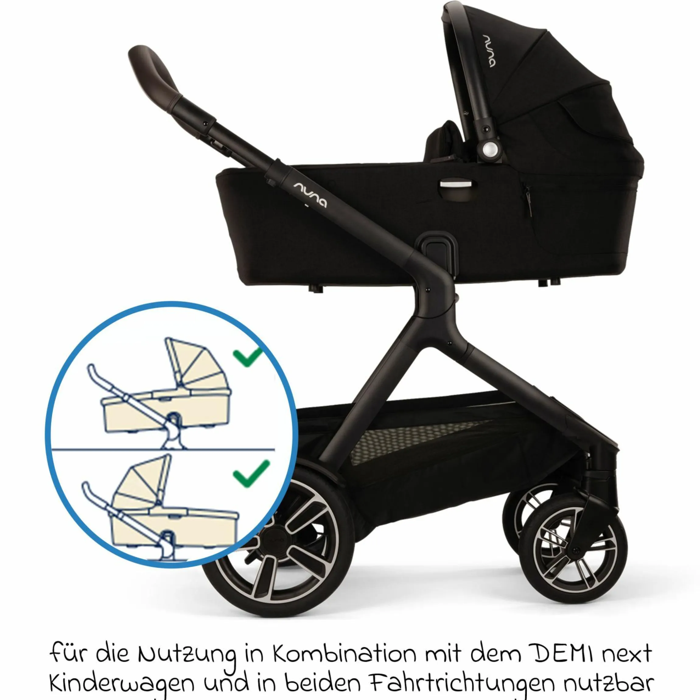 Babywanne DEMI next faltbar ab Geburt bis 9 Monate mit Sichtschutz, Belüftungsfenster inkl. Matratze & Regenschutz - Caviar - Kollektion 2025