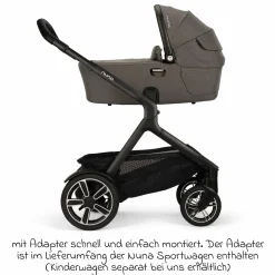 Babywanne DEMI next faltbar ab Geburt bis 9 Monate mit Sichtschutz, Belüftungsfenster inkl. Matratze & Regenschutz - Granite - Kollektion 2025