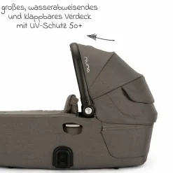 Babywanne DEMI next faltbar ab Geburt bis 9 Monate mit Sichtschutz, Belüftungsfenster inkl. Matratze & Regenschutz - Granite - Kollektion 2025