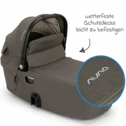 Babywanne DEMI next faltbar ab Geburt bis 9 Monate mit Sichtschutz, Belüftungsfenster inkl. Matratze & Regenschutz - Granite - Kollektion 2025