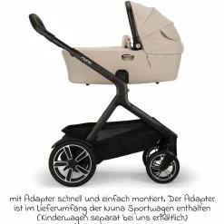 Babywanne DEMI next faltbar ab Geburt bis 9 Monate mit Sichtschutz, Belüftungsfenster inkl. Matratze & Regenschutz - Biscotti - Kollektion 2025