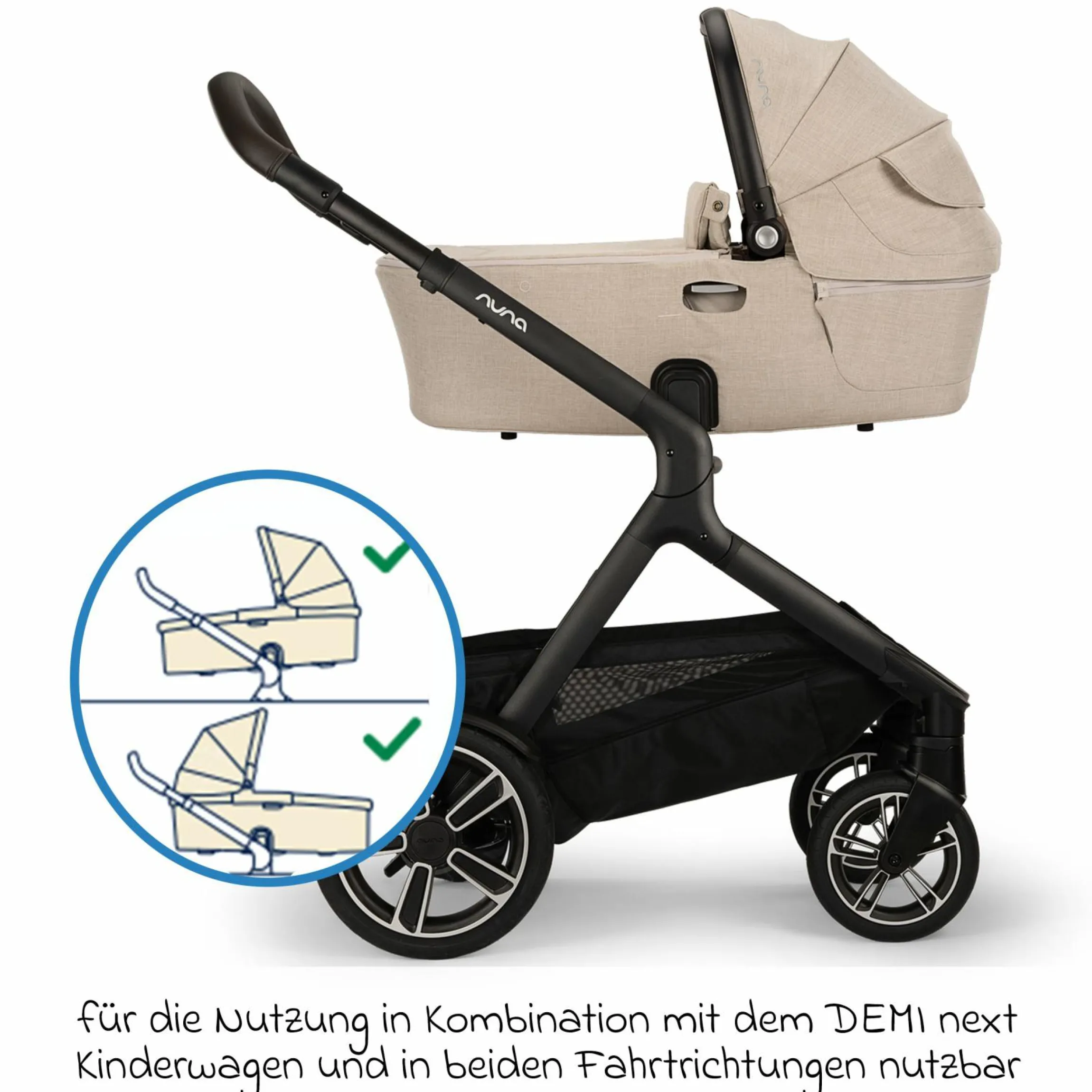 Babywanne DEMI next faltbar ab Geburt bis 9 Monate mit Sichtschutz, Belüftungsfenster inkl. Matratze & Regenschutz - Biscotti - Kollektion 2025