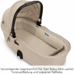 Babywanne DEMI next faltbar ab Geburt bis 9 Monate mit Sichtschutz, Belüftungsfenster inkl. Matratze & Regenschutz - Biscotti - Kollektion 2025