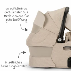 Babywanne DEMI next faltbar ab Geburt bis 9 Monate mit Sichtschutz, Belüftungsfenster inkl. Matratze & Regenschutz - Biscotti - Kollektion 2025