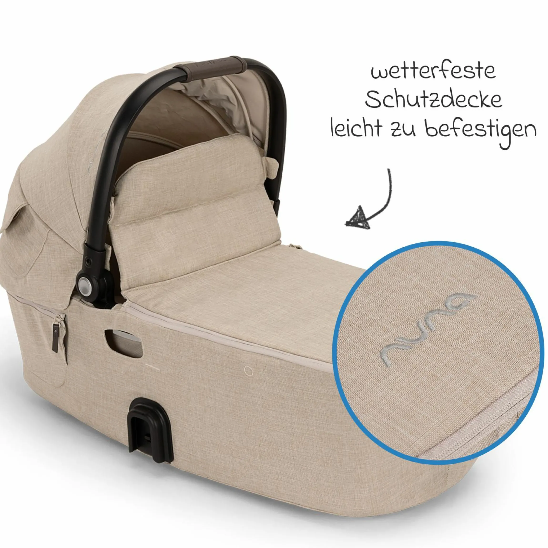 Babywanne DEMI next faltbar ab Geburt bis 9 Monate mit Sichtschutz, Belüftungsfenster inkl. Matratze & Regenschutz - Biscotti - Kollektion 2025