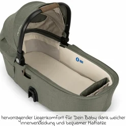 Babywanne DEMI next faltbar ab Geburt bis 9 Monate mit Sichtschutz, Belüftungsfenster inkl. Matratze & Regenschutz - Pine - Kollektion 2025