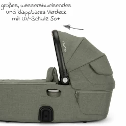 Babywanne DEMI next faltbar ab Geburt bis 9 Monate mit Sichtschutz, Belüftungsfenster inkl. Matratze & Regenschutz - Pine - Kollektion 2025