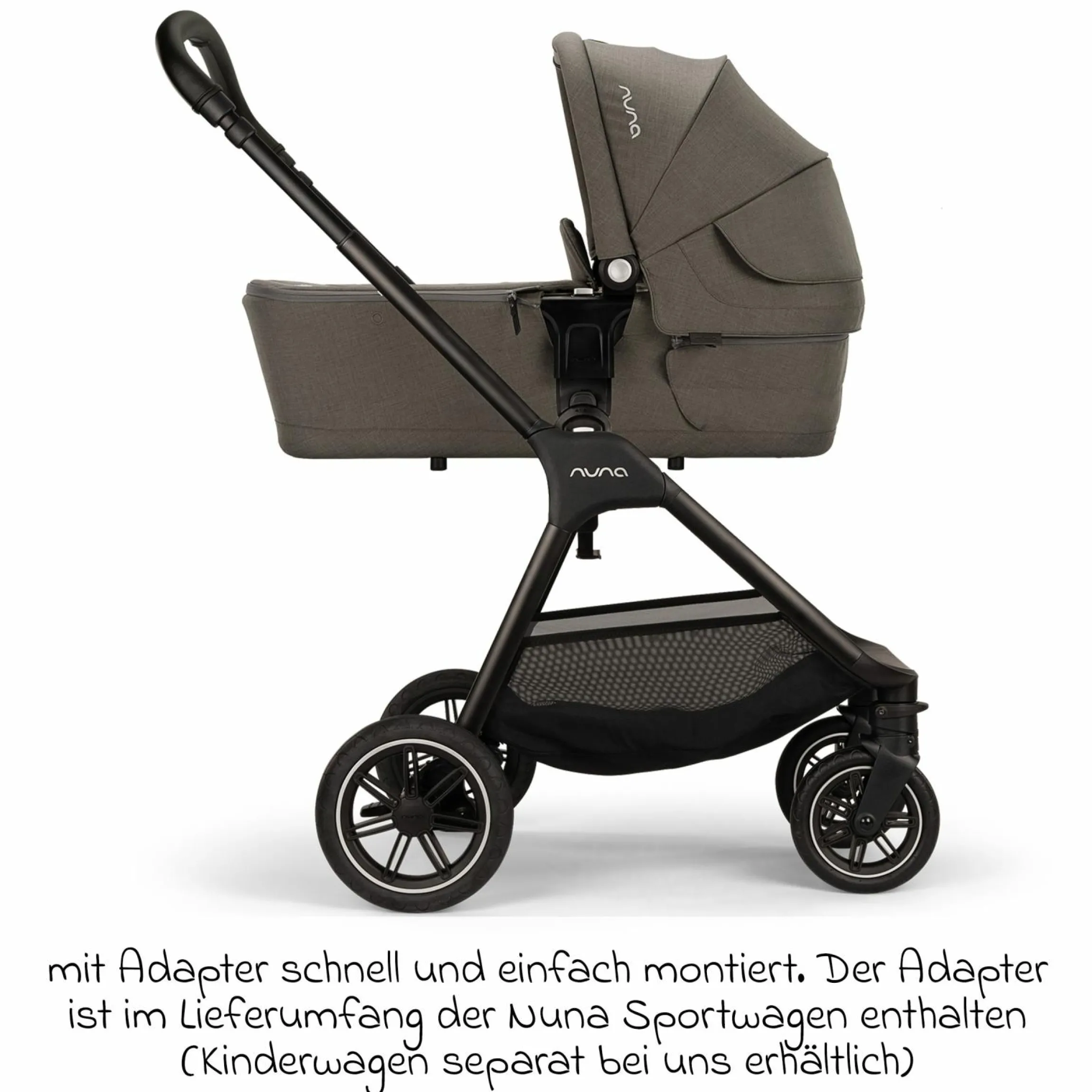 Babywanne LYTL faltbar für TRIV next, SWIV, TRVL ab Geburt bis 9 Monate mit Sichtschutz, Belüftungsfenster inkl. Matratze & Regenschutz - Granite