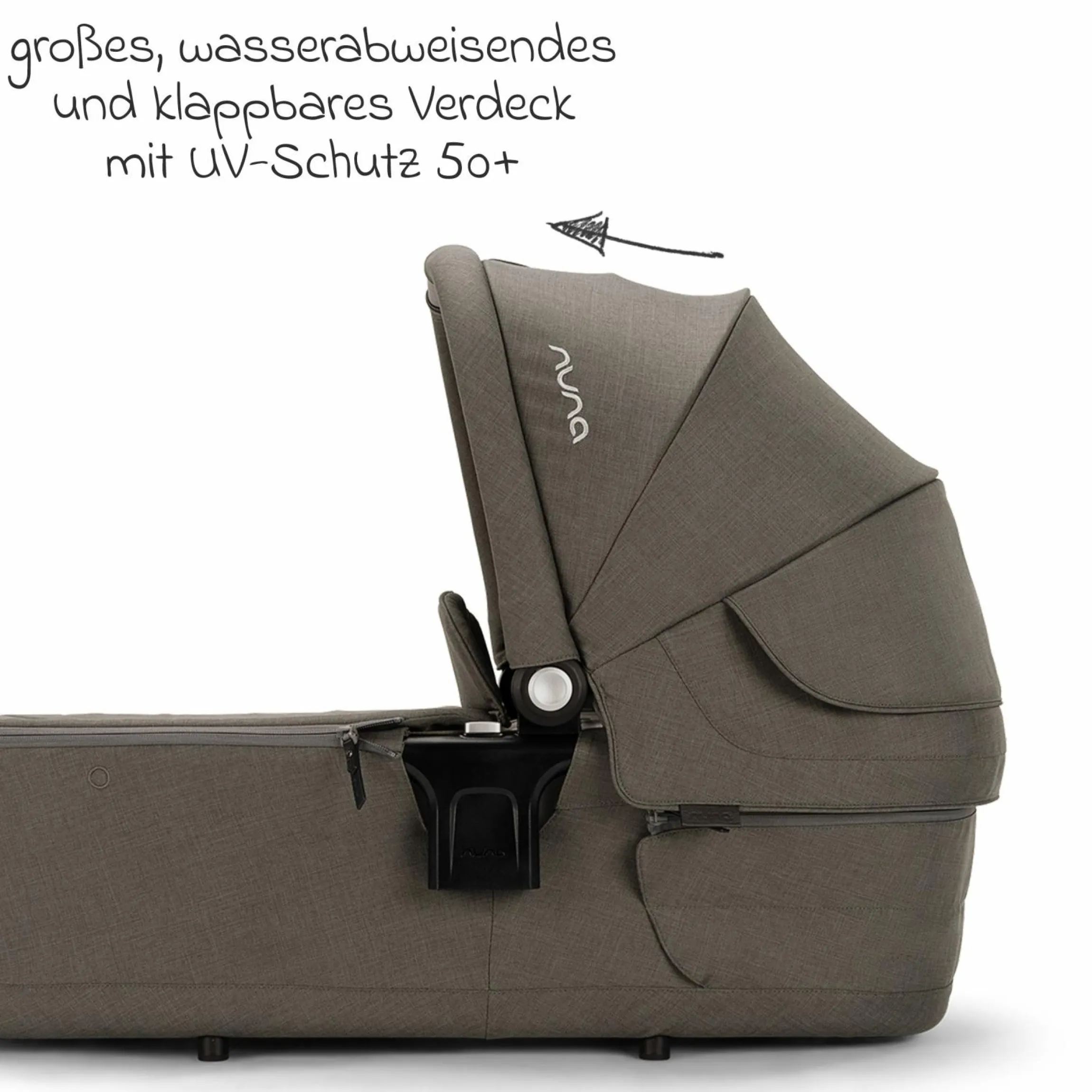 Babywanne LYTL faltbar für TRIV next, SWIV, TRVL ab Geburt bis 9 Monate mit Sichtschutz, Belüftungsfenster inkl. Matratze & Regenschutz - Granite