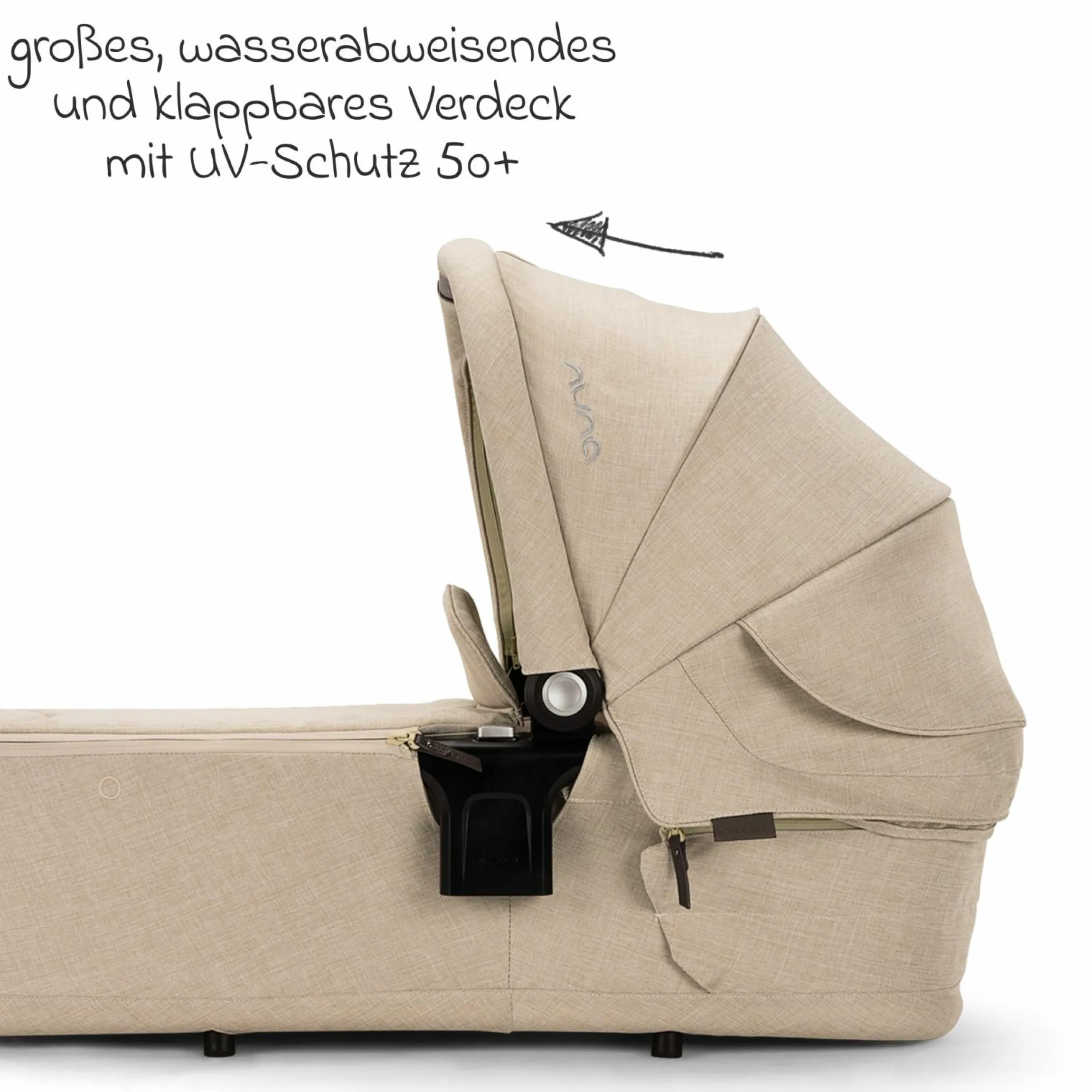 Babywanne LYTL faltbar für TRIV next, SWIV, TRVL ab Geburt bis 9 Monate mit Sichtschutz, Belüftungsfenster inkl. Matratze & Regenschutz - Biscotti - Kollektion 2025