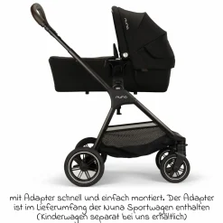 Babywanne LYTL faltbar für TRIV next, SWIV, TRVL ab Geburt bis 9 Monate mit Sichtschutz, Belüftungsfenster inkl. Matratze & Regenschutz - Caviar - Kollektion 2025