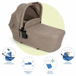 Babywanne LYTL faltbar für TRIV next, SWIV, TRVL ab Geburt bis 9 Monate mit Sichtschutz, Belüftungsfenster inkl. Matratze & Regenschutz - Cedar - Kollektion 2025
