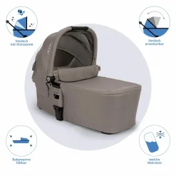 Babywanne MIXX next ab Geburt bis 9 Monate mit Sichtschutz, Belüftungsfenster inkl. Matratze & Regenschutz - Granite - Kollektion 2025