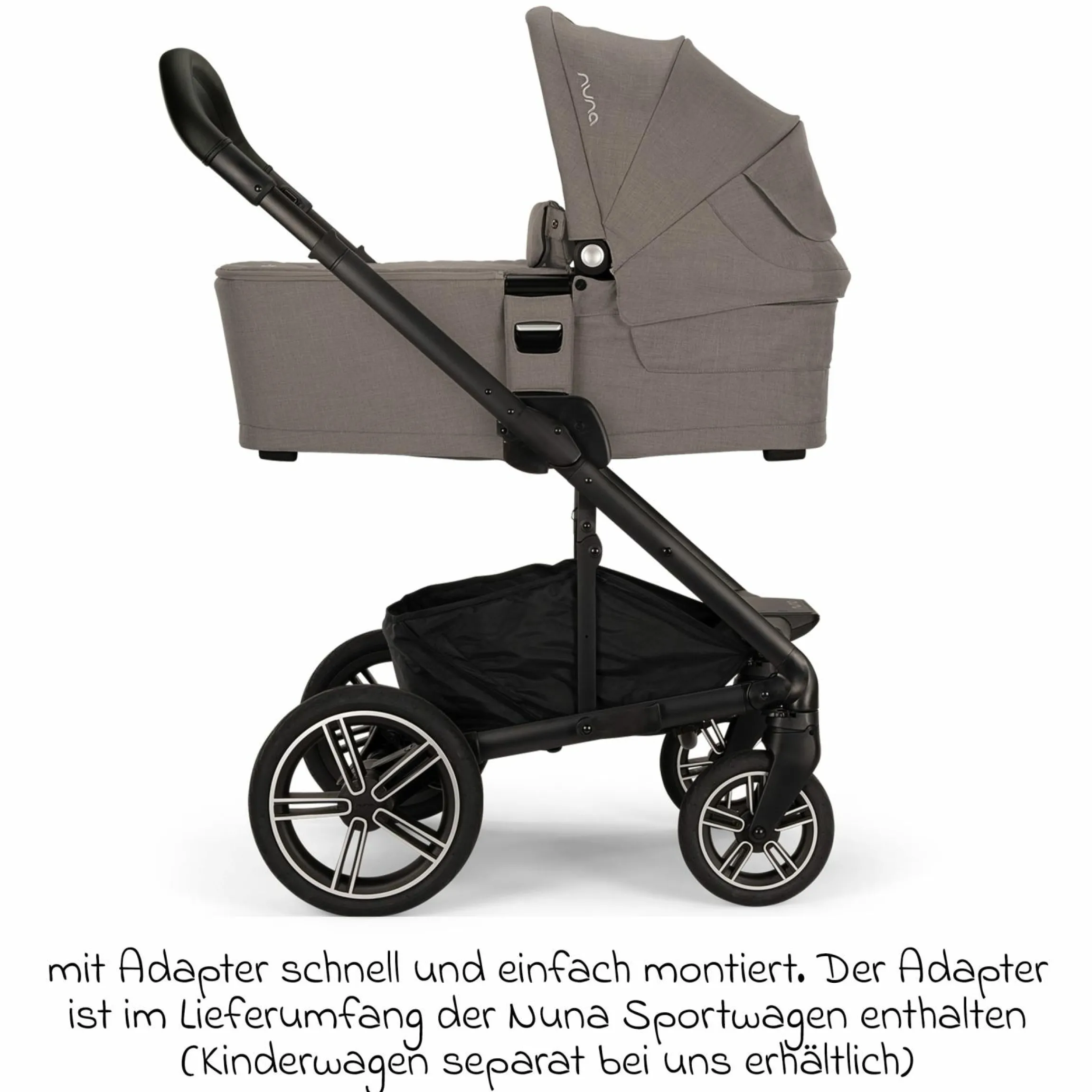 Babywanne MIXX next ab Geburt bis 9 Monate mit Sichtschutz, Belüftungsfenster inkl. Matratze & Regenschutz - Granite - Kollektion 2025
