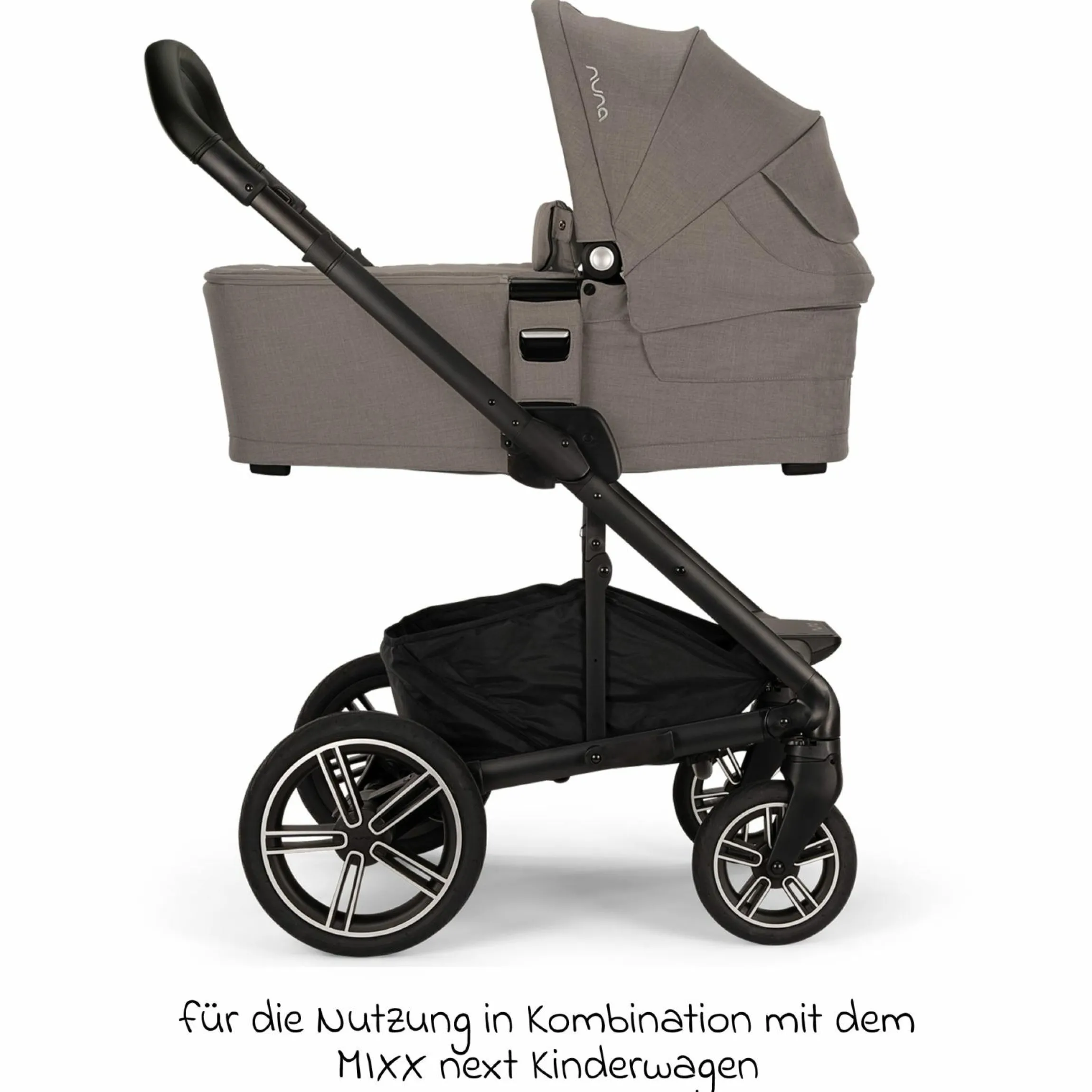 Babywanne MIXX next ab Geburt bis 9 Monate mit Sichtschutz, Belüftungsfenster inkl. Matratze & Regenschutz - Granite - Kollektion 2025