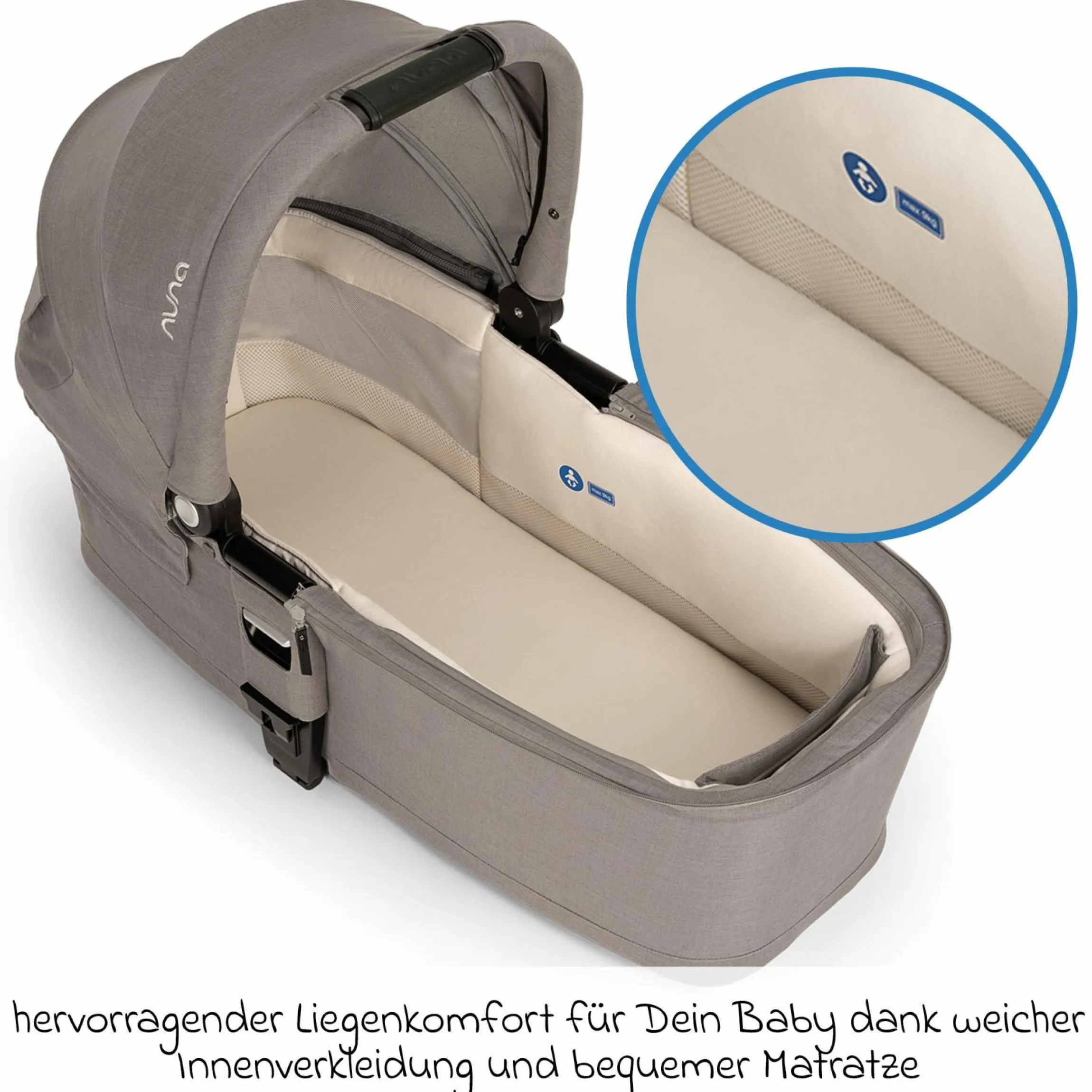 Babywanne MIXX next ab Geburt bis 9 Monate mit Sichtschutz, Belüftungsfenster inkl. Matratze & Regenschutz - Granite - Kollektion 2025