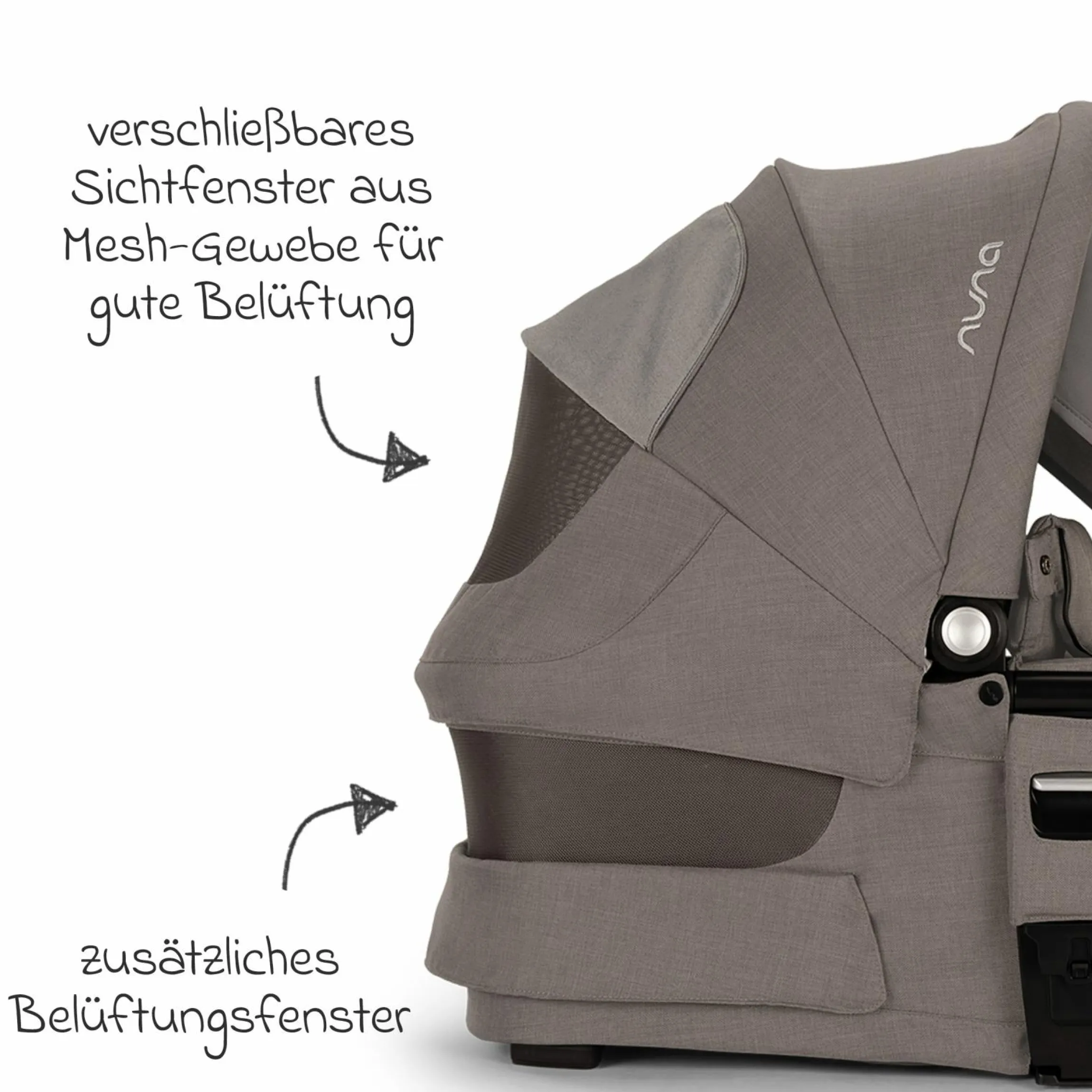 Babywanne MIXX next ab Geburt bis 9 Monate mit Sichtschutz, Belüftungsfenster inkl. Matratze & Regenschutz - Granite - Kollektion 2025