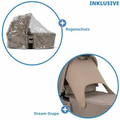 Babywanne MIXX next ab Geburt bis 9 Monate mit Sichtschutz, Belüftungsfenster inkl. Matratze & Regenschutz - Cedar - Kollektion 2025