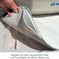 Babywanne MIXX next ab Geburt bis 9 Monate mit Sichtschutz, Belüftungsfenster inkl. Matratze & Regenschutz - Cedar - Kollektion 2025