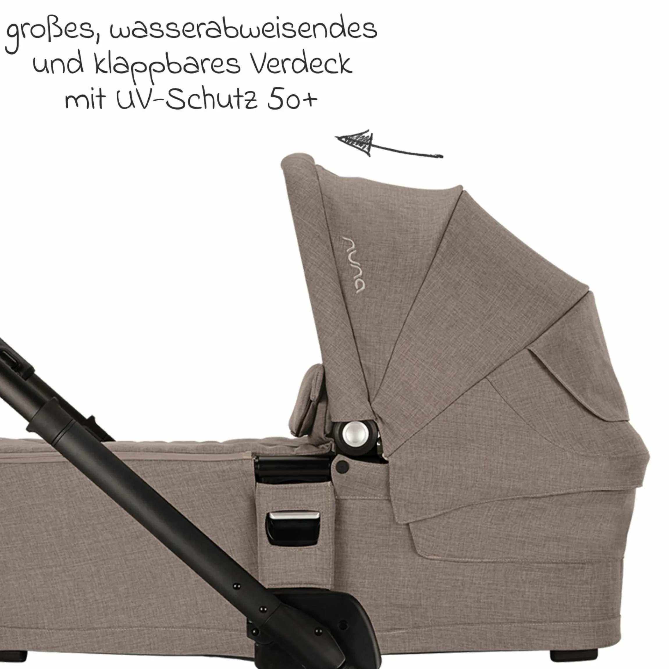 Babywanne MIXX next ab Geburt bis 9 Monate mit Sichtschutz, Belüftungsfenster inkl. Matratze & Regenschutz - Cedar - Kollektion 2025