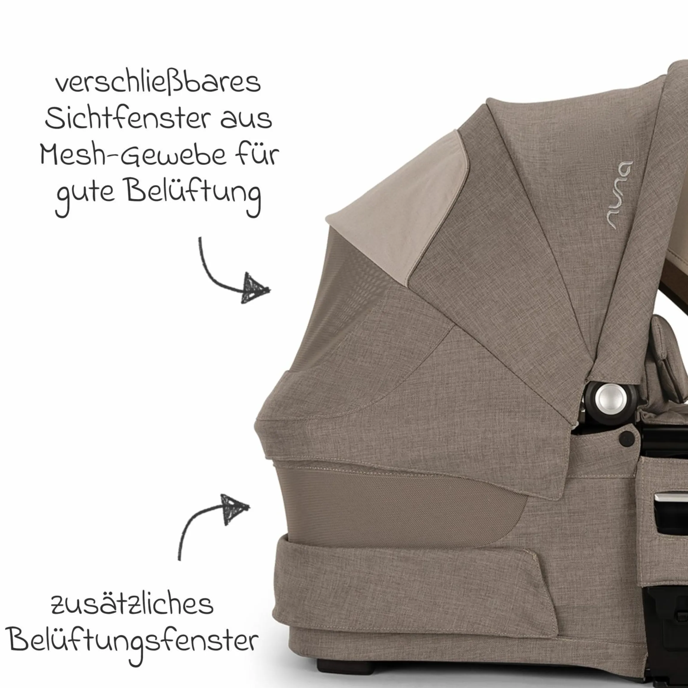 Babywanne MIXX next ab Geburt bis 9 Monate mit Sichtschutz, Belüftungsfenster inkl. Matratze & Regenschutz - Cedar - Kollektion 2025