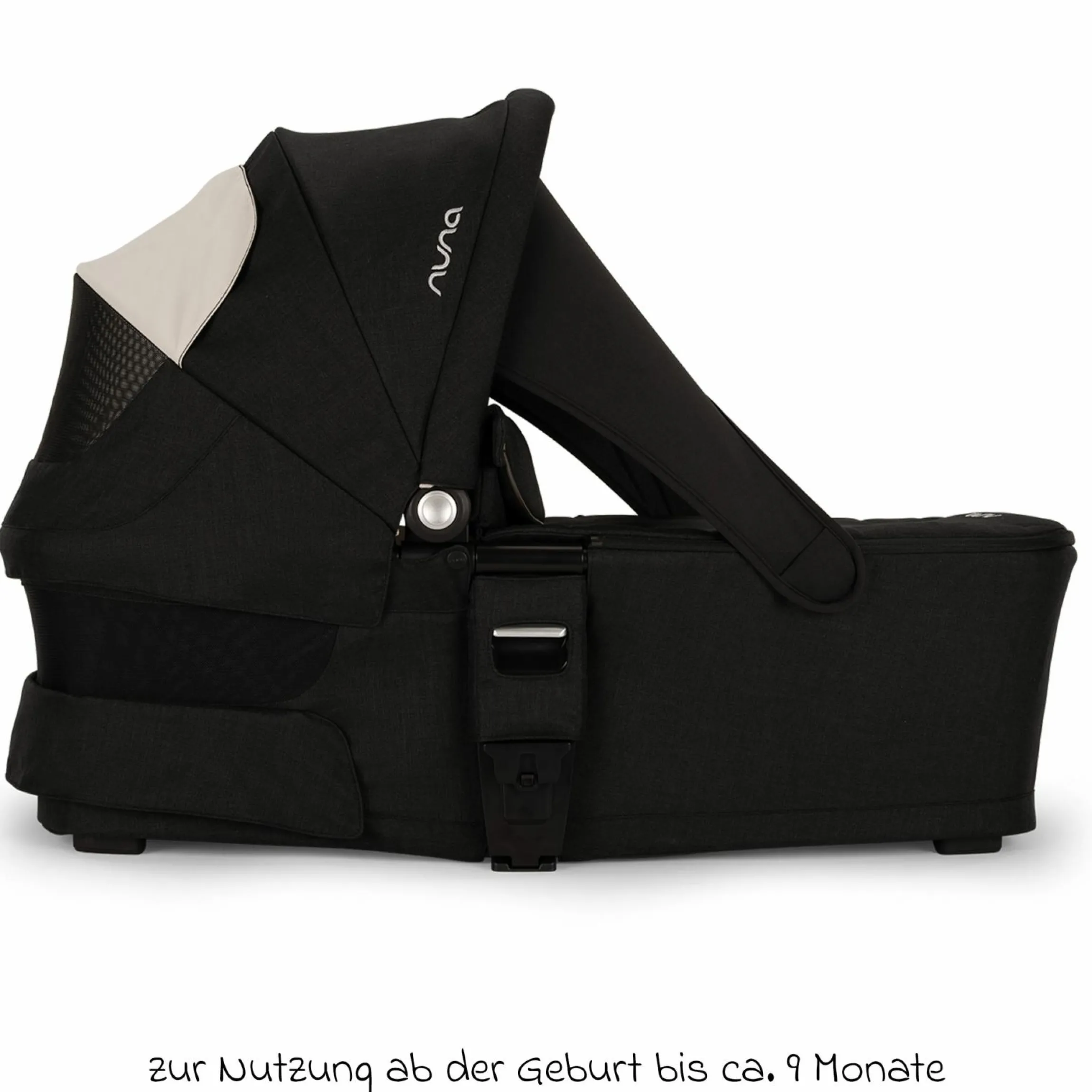 Babywanne MIXX next ab Geburt bis 9 Monate mit Sichtschutz, Belüftungsfenster inkl. Matratze & Regenschutz - Caviar - Kollektion 2025